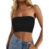 imageTube Tops for Women Summer Crop Top Basic Casual Bandeau Going Out Strapless Short ShirtBlack