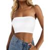 imageTube Tops for Women Summer Crop Top Basic Casual Bandeau Going Out Strapless Short ShirtWhite