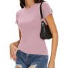 imageWomens Basic Tees Summer Short Sleeve Shirts Slim Fit Tight T Shirt Going Out Tops01light Pink