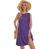 imageSummer Dresses for Women Beach Boho Sleeveless Vintage Floral Flowy Pocket Tshirt Tank SundressesDark Purple