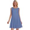 imageSummer Dresses for Women Beach Boho Sleeveless Vintage Floral Flowy Pocket Tshirt Tank SundressesHaze Blue