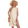 imageSummer Dresses for Women Beach Boho Sleeveless Vintage Floral Flowy Pocket Tshirt Tank SundressesLight Khaki