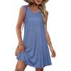 imageSummer Dresses for Women Beach Boho Sleeveless Vintage Floral Flowy Pocket Tshirt Tank SundressesHaze Blue