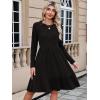 imageBerydress Fall Sweater Dresses for Women 2025 Long Sleeve Crewneck Flowy Babydoll Winter Casual Midi Dress with PocketsBlack