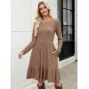 imageBerydress Fall Sweater Dresses for Women 2025 Long Sleeve Crewneck Flowy Babydoll Winter Casual Midi Dress with PocketsBrown