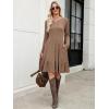 imageBerydress Fall Sweater Dresses for Women 2025 Long Sleeve Crewneck Flowy Babydoll Winter Casual Midi Dress with PocketsBrown