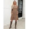 imageBerydress Fall Sweater Dresses for Women 2025 Long Sleeve Crewneck Flowy Babydoll Winter Casual Midi Dress with PocketsBrown