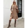 imageBerydress Fall Sweater Dresses for Women 2025 Long Sleeve Crewneck Flowy Babydoll Winter Casual Midi Dress with PocketsBrown