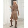 imageBerydress Fall Sweater Dresses for Women 2025 Long Sleeve Crewneck Flowy Babydoll Winter Casual Midi Dress with PocketsBrown