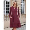 imageBerydress Fall Sweater Dresses for Women 2025 Long Sleeve Crewneck Flowy Babydoll Winter Casual Midi Dress with PocketsBurgundy
