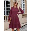 imageBerydress Fall Sweater Dresses for Women 2025 Long Sleeve Crewneck Flowy Babydoll Winter Casual Midi Dress with PocketsBurgundy
