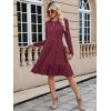 imageBerydress Fall Sweater Dresses for Women 2025 Long Sleeve Crewneck Flowy Babydoll Winter Casual Midi Dress with PocketsBurgundy