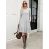 imageBerydress Fall Sweater Dresses for Women 2025 Long Sleeve Crewneck Flowy Babydoll Winter Casual Midi Dress with PocketsGrey