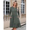 imageBerydress Fall Sweater Dresses for Women 2025 Long Sleeve Crewneck Flowy Babydoll Winter Casual Midi Dress with PocketsGreyish Green