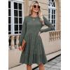 imageBerydress Fall Sweater Dresses for Women 2025 Long Sleeve Crewneck Flowy Babydoll Winter Casual Midi Dress with PocketsGreyish Green
