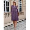 imageBerydress Fall Sweater Dresses for Women 2025 Long Sleeve Crewneck Flowy Babydoll Winter Casual Midi Dress with PocketsPurple
