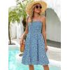 imageBerydress Womens Summer Smocked Sun Dress with Pockets 2025 Trendy Spaghetti Strap Boho Beach Casual Midi Bubble DressesBlue Floral