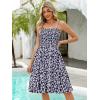 imageBerydress Womens Summer Smocked Sun Dress with Pockets 2025 Trendy Spaghetti Strap Boho Beach Casual Midi Bubble DressesNavy Floral