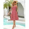imageBerydress Womens Summer Smocked Sun Dress with Pockets 2025 Trendy Spaghetti Strap Boho Beach Casual Midi Bubble DressesRed Floral