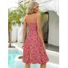 imageBerydress Womens Summer Smocked Sun Dress with Pockets 2025 Trendy Spaghetti Strap Boho Beach Casual Midi Bubble DressesRed Floral