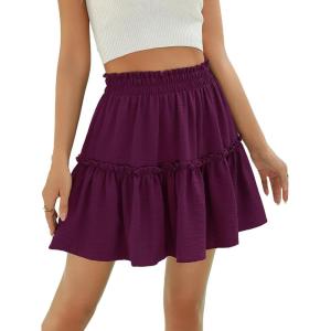 imageBerydress Womens Ruffle Mini Skirt 2025 Trendy Beach Vacation High Waisted Tiered A Line Casual Summer Boho Flowy SkirtsPurple