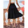 imageBerydress Midi Skirt for Women with Pockets 2025 High Waist A Line Casual Summer Boho Flowy Tiered Ruffle Beach SkirtsBlack