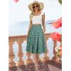 imageBerydress Midi Skirt for Women with Pockets 2025 High Waist A Line Casual Summer Boho Flowy Tiered Ruffle Beach SkirtsGreen Floral