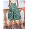 imageBerydress Midi Skirt for Women with Pockets 2025 High Waist A Line Casual Summer Boho Flowy Tiered Ruffle Beach SkirtsGreen Floral