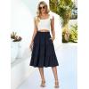 imageBerydress Midi Skirt for Women with Pockets 2025 High Waist A Line Casual Summer Boho Flowy Tiered Ruffle Beach SkirtsNavy Blue