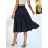 imageBerydress Midi Skirt for Women with Pockets 2025 High Waist A Line Casual Summer Boho Flowy Tiered Ruffle Beach SkirtsNavy Blue