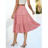 imageBerydress Midi Skirt for Women with Pockets 2025 High Waist A Line Casual Summer Boho Flowy Tiered Ruffle Beach SkirtsPink Floral