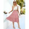 imageBerydress Midi Skirt for Women with Pockets 2025 High Waist A Line Casual Summer Boho Flowy Tiered Ruffle Beach SkirtsPink Floral