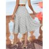imageBerydress Midi Skirt for Women with Pockets 2025 High Waist A Line Casual Summer Boho Flowy Tiered Ruffle Beach SkirtsWhite Floral