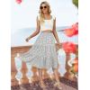imageBerydress Midi Skirt for Women with Pockets 2025 High Waist A Line Casual Summer Boho Flowy Tiered Ruffle Beach SkirtsWhite Floral