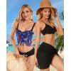 imageCHICGAL 2 Pieces Women Beach Sarong Bathing Suit Wrap Skirt Sheer Bikini Swimsuit Cover Ups for SwimwearWhite and Bright Blue Flower