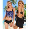 imageCHICGAL 2 Pieces Women Beach Sarong Bathing Suit Wrap Skirt Sheer Bikini Swimsuit Cover Ups for SwimwearWhite and Bright Blue Flower