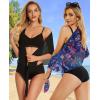 imageCHICGAL 2 Pieces Women Beach Sarong Bathing Suit Wrap Skirt Sheer Bikini Swimsuit Cover Ups for SwimwearWhite and Bright Blue Flower