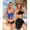 imageCHICGAL 2 Pieces Women Beach Sarong Bathing Suit Wrap Skirt Sheer Bikini Swimsuit Cover Ups for SwimwearWhite and Purple Blue Flower