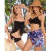 imageCHICGAL 2 Pieces Women Beach Sarong Bathing Suit Wrap Skirt Sheer Bikini Swimsuit Cover Ups for SwimwearWhite and Purple Blue Flower