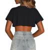 imageCrop Tops for Women Casual Short Sleeve T Shirts Summer Basic Top Crew Neck Oversized Cropped TeesBlack