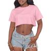 imageCrop Tops for Women Casual Short Sleeve T Shirts Summer Basic Top Crew Neck Oversized Cropped TeesPink