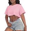 imageCrop Tops for Women Casual Short Sleeve T Shirts Summer Basic Top Crew Neck Oversized Cropped TeesPink