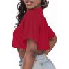 imageCrop Tops for Women Casual Short Sleeve T Shirts Summer Basic Top Crew Neck Oversized Cropped TeesRed