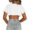 imageCrop Tops for Women Casual Short Sleeve T Shirts Summer Basic Top Crew Neck Oversized Cropped TeesWhite