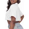 imageCrop Tops for Women Casual Short Sleeve T Shirts Summer Basic Top Crew Neck Oversized Cropped TeesWhite
