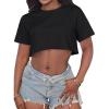 imageCrop Tops for Women Casual Short Sleeve T Shirts Summer Basic Top Crew Neck Oversized Cropped TeesBlack