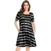 imageSummer Dresses for Women Casual Tshirt Short Sleeve Floral Sundress Beach Cover Ups with PocketsA Black Stripe