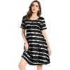 imageSummer Dresses for Women Casual Tshirt Short Sleeve Floral Sundress Beach Cover Ups with PocketsA Black Stripe