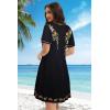 imageSummer Dresses for Women Casual Tshirt Short Sleeve Floral Sundress Beach Cover Ups with PocketsBlack Flower Bouquet