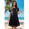 imageSummer Dresses for Women Casual Tshirt Short Sleeve Floral Sundress Beach Cover Ups with PocketsBlack Flower Bouquet